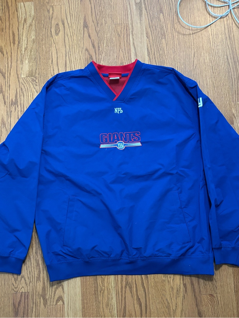NFL Blue V-Neck Giants Pullover with Red Trim